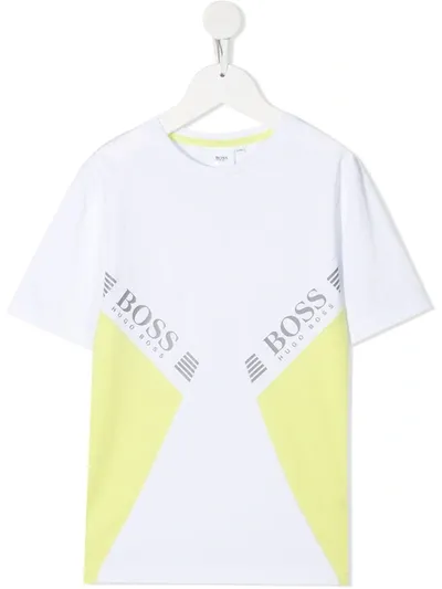 Hugo Boss Kids' Logo-print Short-sleeve T-shirt In White