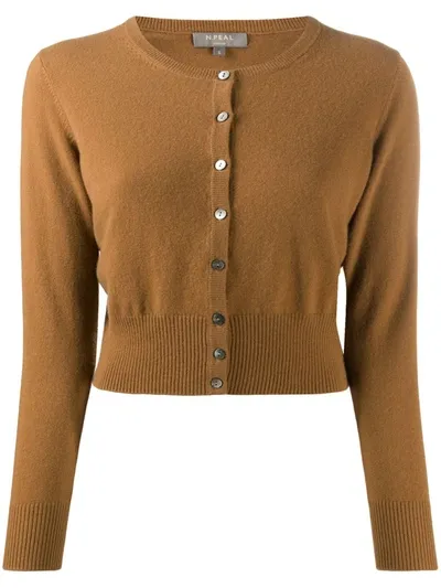 N•peal Cropped Cashmere Cardigan In Brown