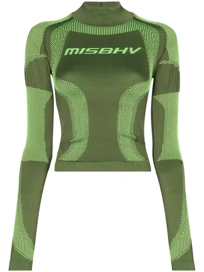 Misbhv Panelled Jacquard Logo Performance Top In Green