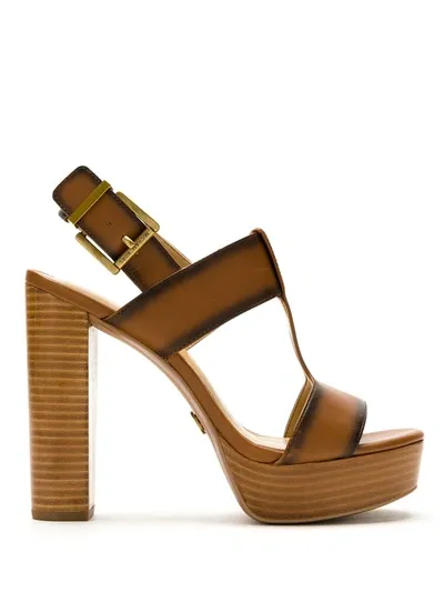 Michael Michael Kors Slingback Platform Sandals In Brown