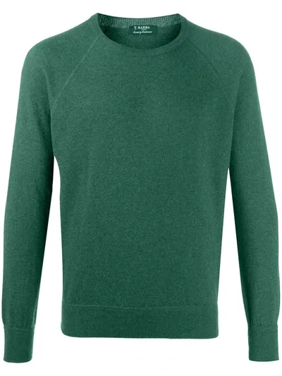 Barba Fine-knit Crew-neck Jumper In Green