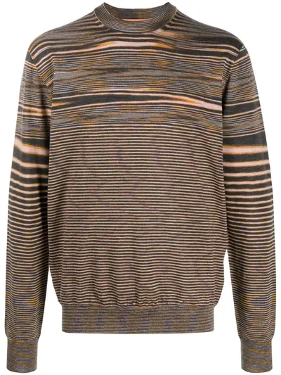 Missoni Striped Wool Jumper In Grau