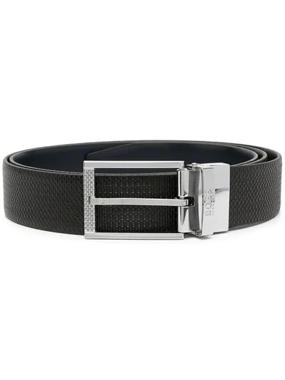 Hugo Boss Textured Leather Belt In Black