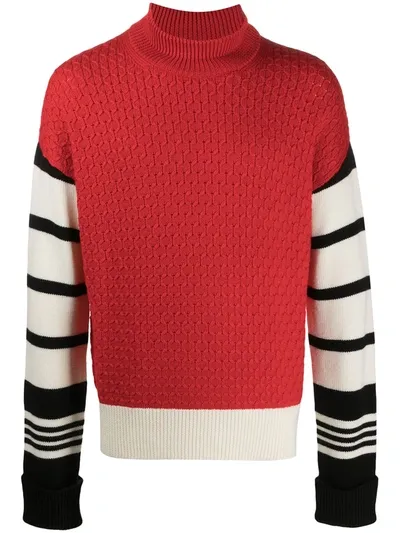 Neil Barrett Striped-sleeve Jumper In Red