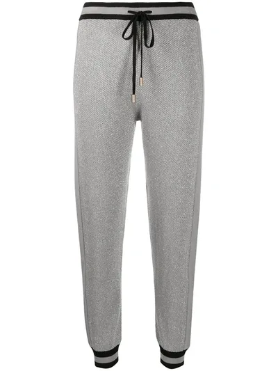 Liu •jo Glitter Effect Waffle-knit Trousers In Grey