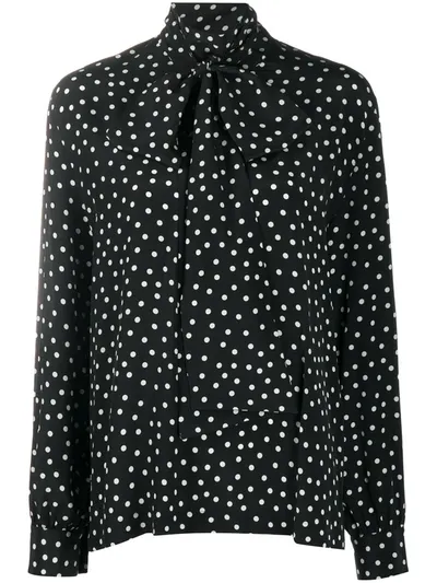 Ports 1961 Pussy-bow Polka-dot Shirt In Black