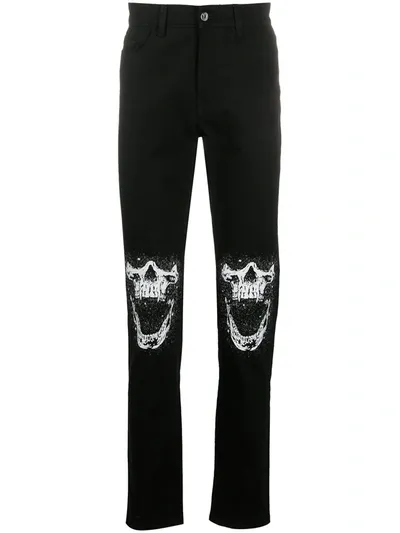 Mjb Marc Jacques Burton Skull-print Slim-fit Jeans In Black