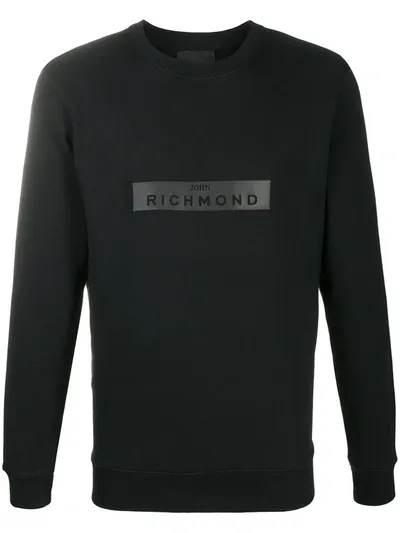 John Richmond Logo Patch Cotton Sweatshirt In Black