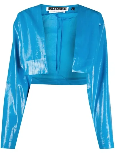 Rotate Birger Christensen Magrit Vinyl Short Jacket In Blue