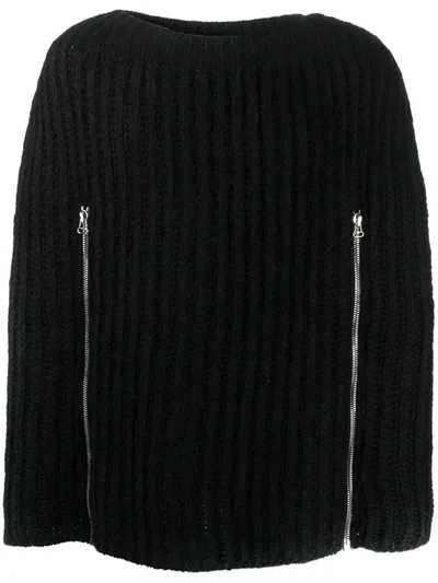 Raf Simons Zip Detail Knitted Jumper In Black