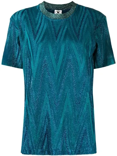 M Missoni Zig-zag Knit Top In Blue