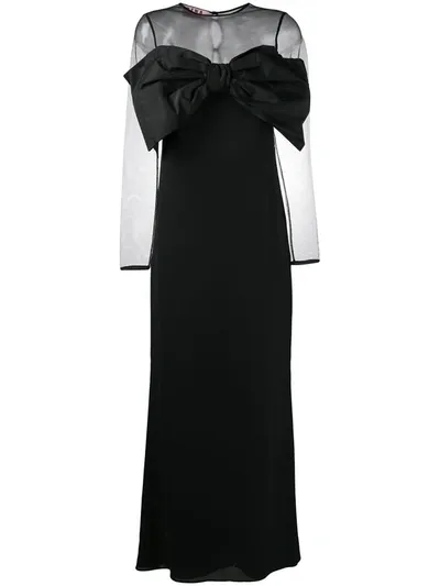 Gina Bow-detail Panelled Gown In Black