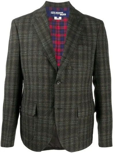 Junya Watanabe Check Print Hybrid Blazer In Green