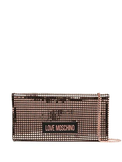 Love Moschino Metallic Fold-over Clutch Bag In Gold