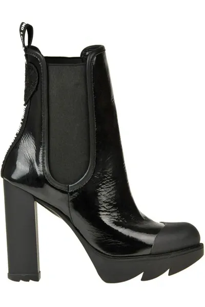 Love Moschino Patent-leather Ankle Boots In Black