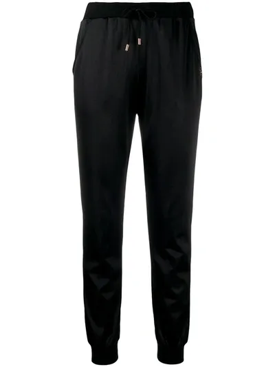 Liu •jo Satin-finish Drawstring Joggers In Black