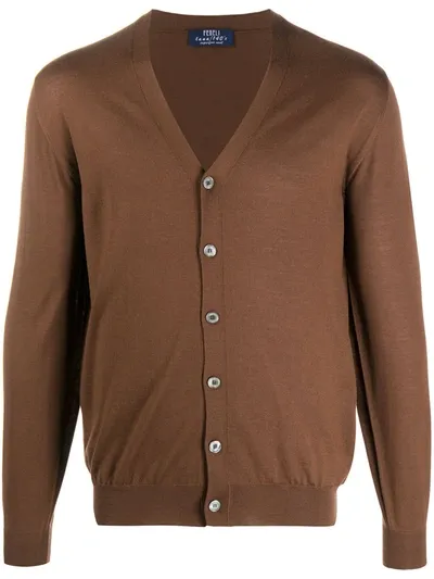 Fedeli Fine Knit Cardigan In Brown