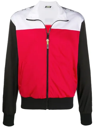 Msgm Colour-block Activewear Sweatshirt In Red