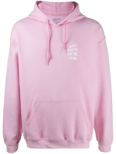 Anti Social Social Club Logo Print Hoodie In Pink