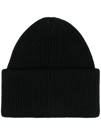 Laneus Ribbed Cashmere Beanie In Black