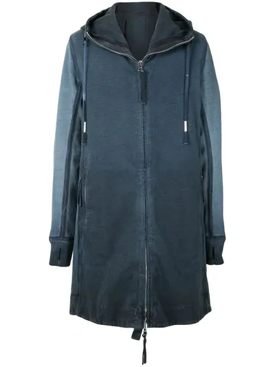 Boris Bidjan Saberi Long-length Zip-up Hoodie In Blue