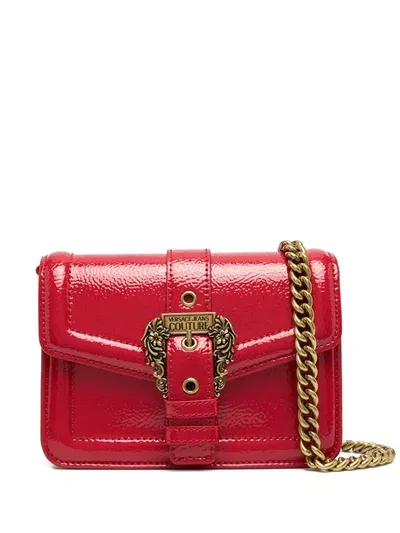 Versace Jeans Couture Logo Buckle Shoulder Bag In Red