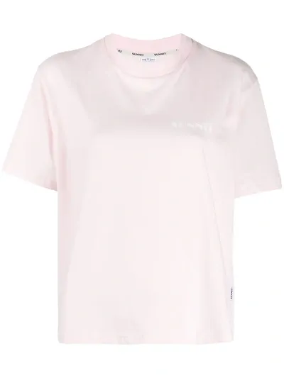 Sunnei Logo Crew-neck T-shirt In Pink