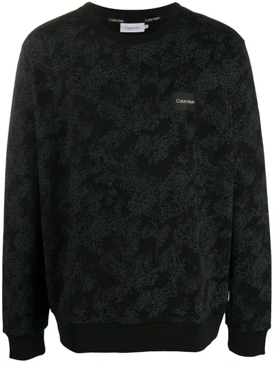 Calvin Klein Geometric-print Sweatshirt In Black