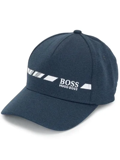 Hugo Boss Logo-embroidered Mélange Baseball Cap In Blue