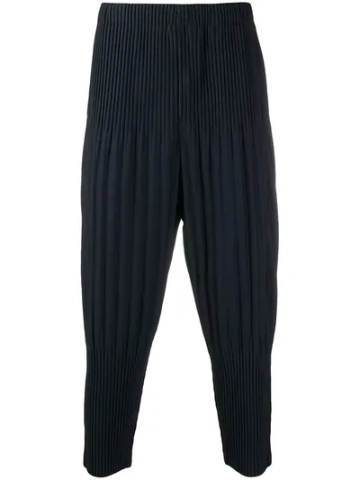 Issey Miyake Pleated Drop-crotch Trousers In Blue