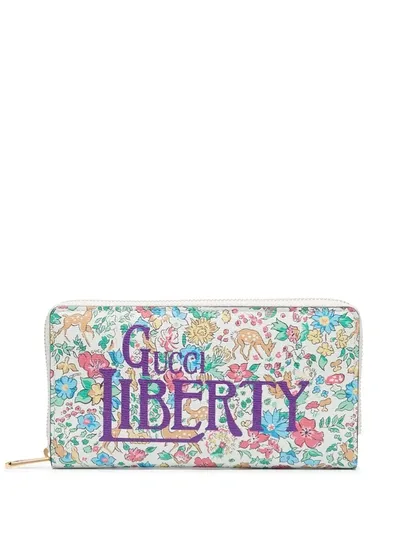 Gucci X Liberty London Tana Lawn Logo Print Wallet In White