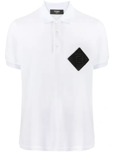 Fendi Monogram Patch Polo T-shirt In White