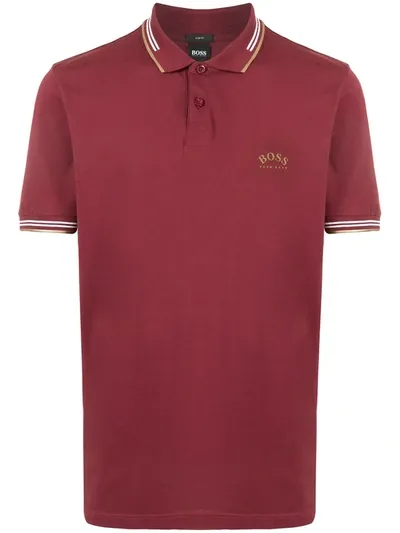 Hugo Boss Logo Print Short-sleeved Polo Shirt In Red