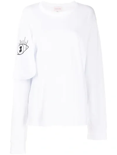 Natasha Zinko Eye Embroidered Asymmetric T-shirt In White