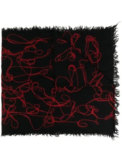 Yohji Yamamoto Felted Squiggle Scarf In Black