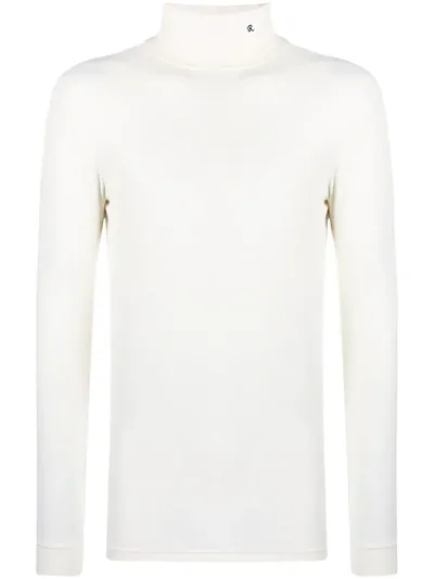 Raf Simons Embroidered Logo Roll-neck Jumper In White