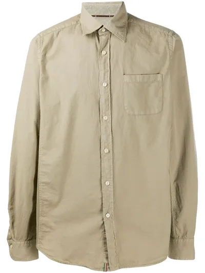 Tintoria Mattei Chest Pocket Cotton Shirt In Neutrals