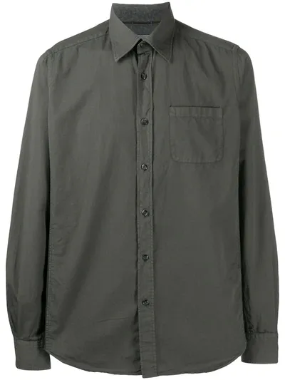 Tintoria Mattei Chest Pocket Cotton Shirt In Grey