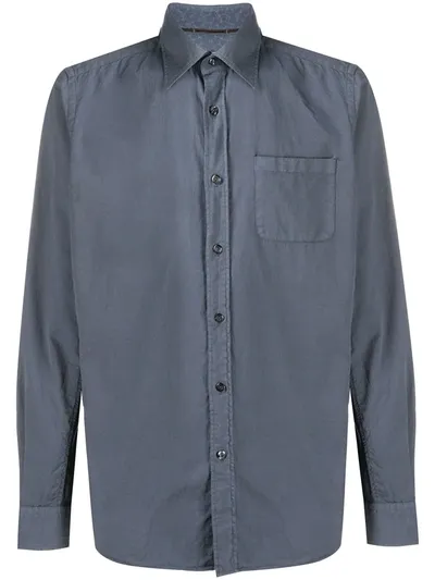 Tintoria Mattei Chest Pocket Cotton Shirt In Blue