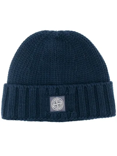 Stone Island Beanie Mit Kompass-patch In Blue