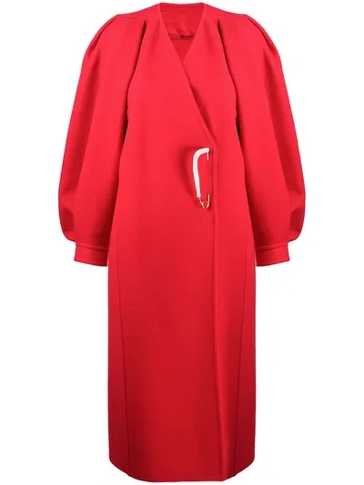 Givenchy V-neck Midi Coat In Red