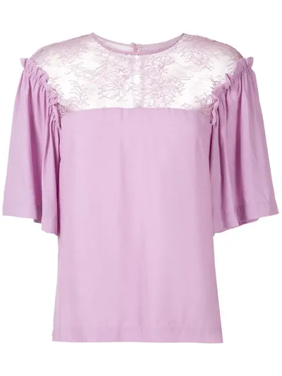 Reinaldo Lourenço Lace Panels Blouse In Purple