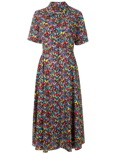 Reinaldo Lourenço Butterfly Print Shirt Dress In Blue