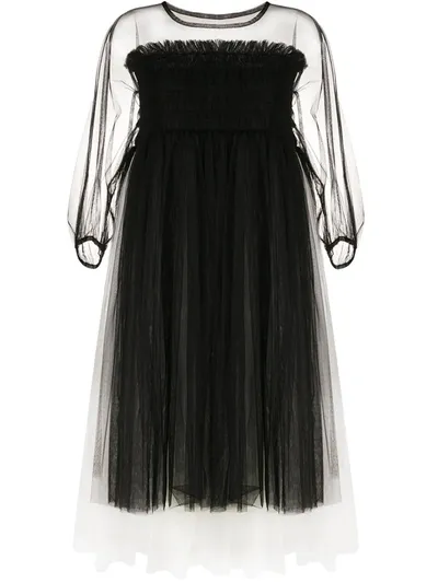 Molly Goddard Pleated Layered Dress In Black