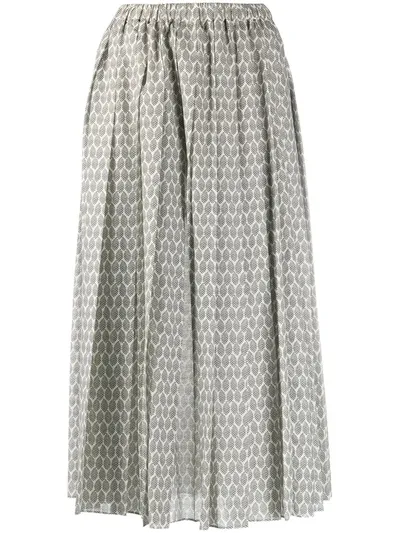 Sara Lanzi Abstract-print Flared Skirt In Green