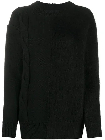 Junya Watanabe Long-sleeved Chunky Knit Jumper In Black