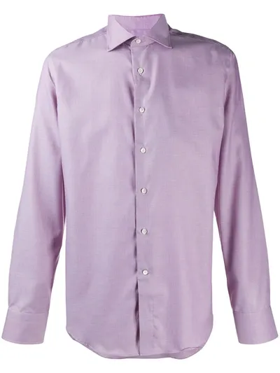 Canali Tailored Cotton Long-sleeved Shirt In Pink