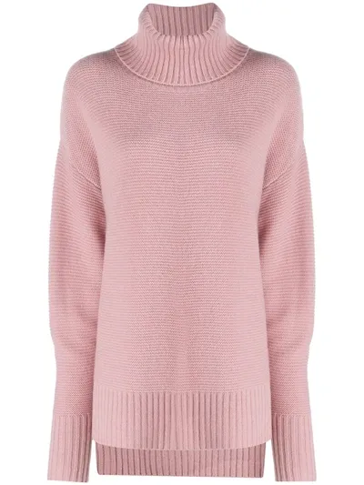 N•peal Chunky Roll Neck Cashmere Jumper In Pink