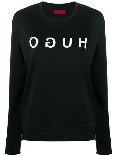 Hugo Boss Logo Print Jumper In Black