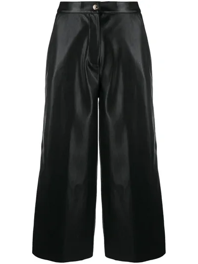 Semicouture Faux Leather Culotte Trousers In Black